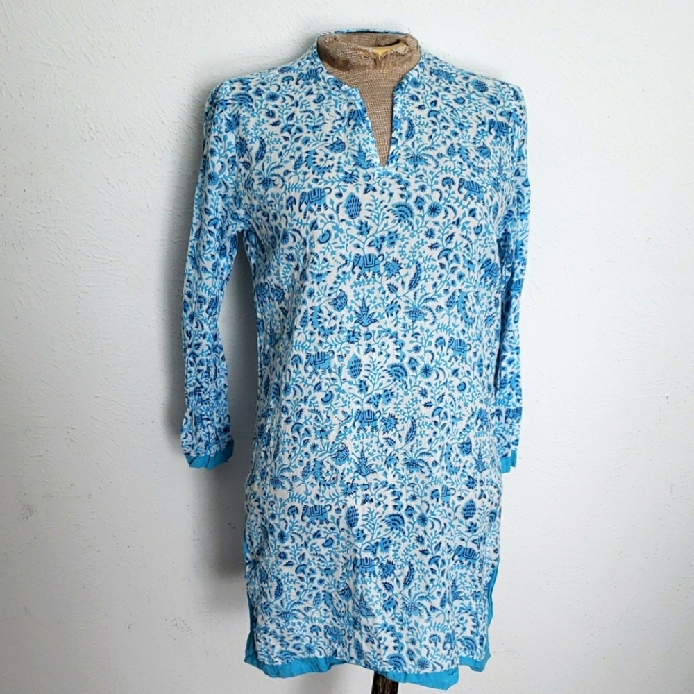 Roller Rabbit Floral Elephant Patterned Tunic Top… - image 1